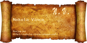 Nekola Vince névjegykártya